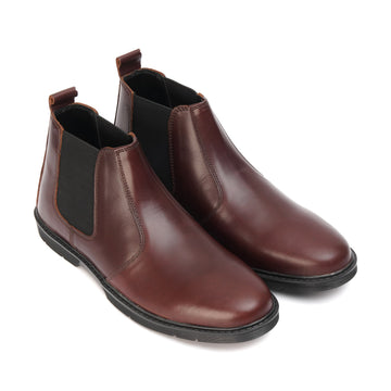 8017-Maroon Hot Pull-up Chelsea Boots