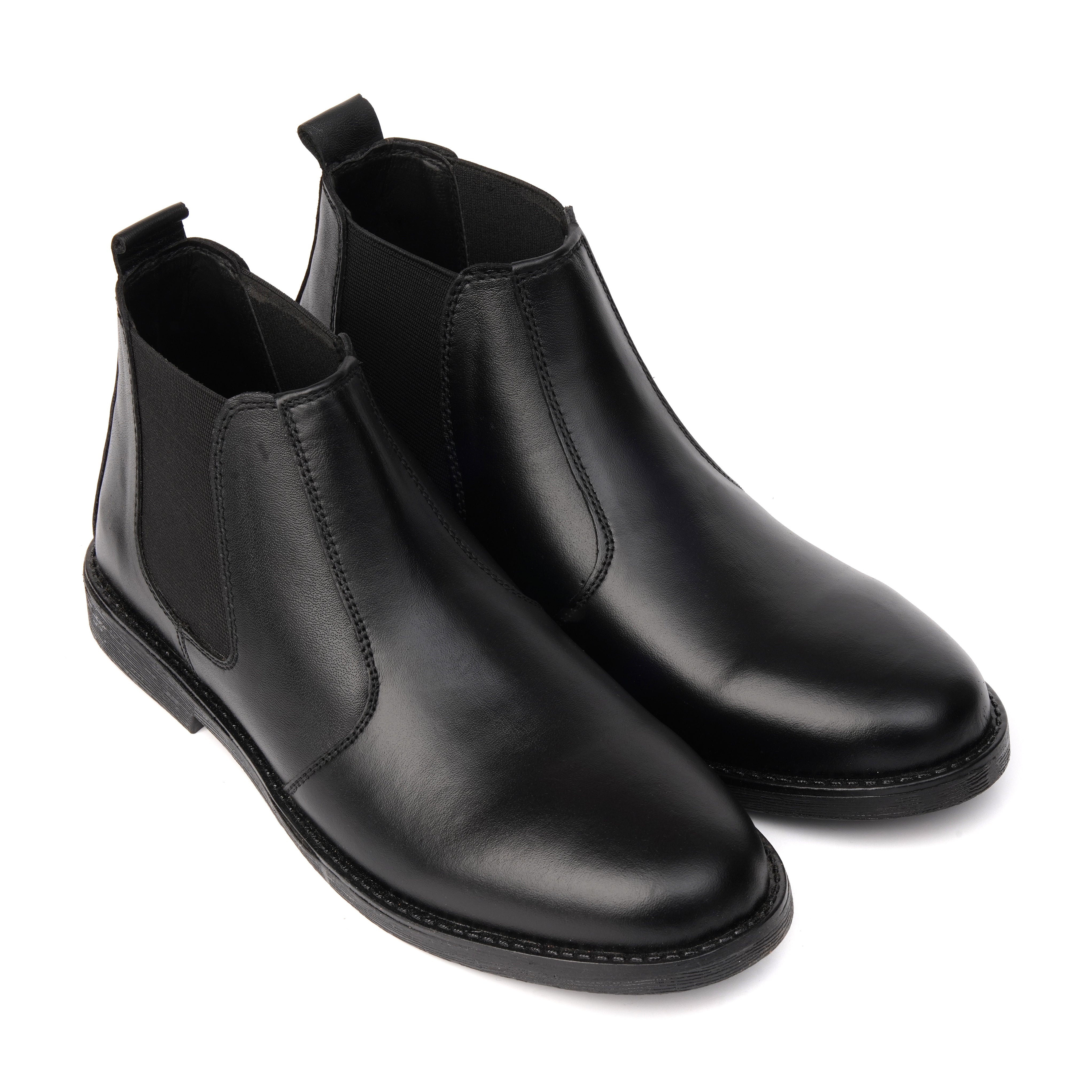 SKU:8010-Black Cow Leather Chelsea boots